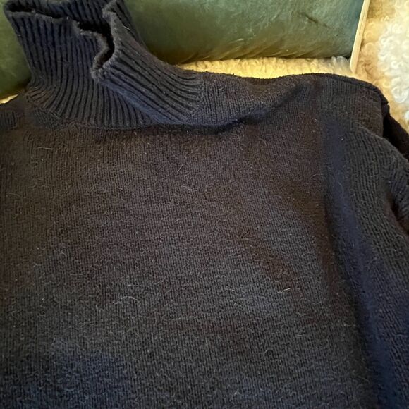 LOFT Ann Taylor Blue/Grey Pullover Sweater PXXS Ribbed Mock Neck Colorblock - Picture 4 of 6